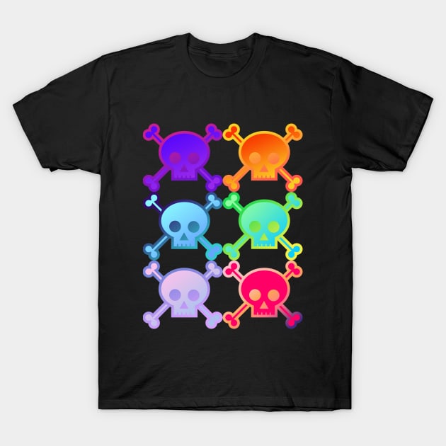 Skull and Crossbones Pirate Flag Multi Field Gradient T-Shirt by MOP tees